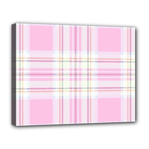 Pink Pastel Plaid Canvas 14  X 11  by allthingseveryone