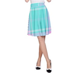 Blue And Pink Pastel Plaid A-line Skirt by allthingseveryone
