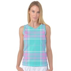 Blue And Pink Pastel Plaid Women s Basketball Tank Top by allthingseveryone