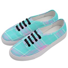 Blue And Pink Pastel Plaid Women s Classic Low Top Sneakers