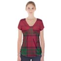 Red And Green Tartan Plaid Short Sleeve Front Detail Top View1