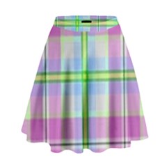 Pink And Blue Plaid High Waist Skirt by allthingseveryone