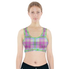 Pink And Blue Plaid Sports Bra With Pocket by allthingseveryone