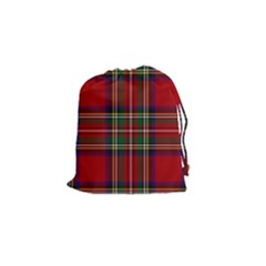 Red Tartan Plaid Drawstring Pouches (small)  by allthingseveryone