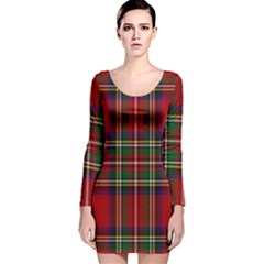 Red Tartan Plaid Long Sleeve Velvet Bodycon Dress by allthingseveryone