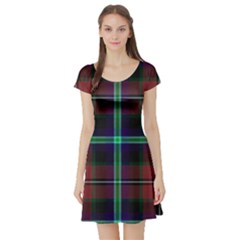 Purple And Red Tartan Plaid Short Sleeve Skater Dress by allthingseveryone