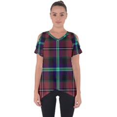 Purple And Red Tartan Plaid Cut Out Side Drop Tee by allthingseveryone