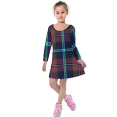 Purple And Red Tartan Plaid Kids  Long Sleeve Velvet Dress by allthingseveryone