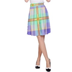 Blue And Yellow Plaid A-Line Skirt
