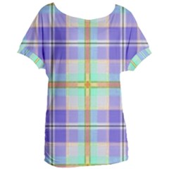 Blue And Yellow Plaid Women s Oversized Tee