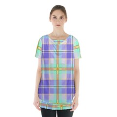 Blue And Yellow Plaid Skirt Hem Sports Top