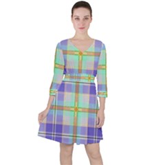 Blue And Yellow Plaid Ruffle Dress