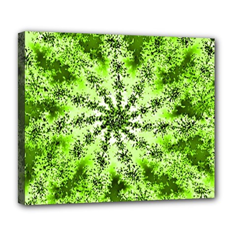 Lime Green Starburst Fractal Deluxe Canvas 24  X 20   by allthingseveryone