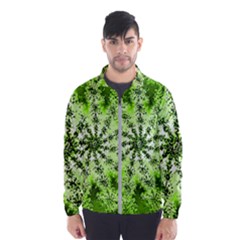 Lime Green Starburst Fractal Wind Breaker (men) by allthingseveryone