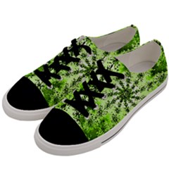 Lime Green Starburst Fractal Men s Low Top Canvas Sneakers by allthingseveryone