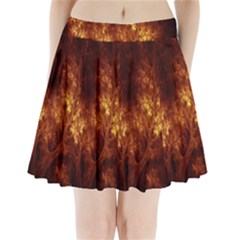 Artsy Brown Trees Pleated Mini Skirt