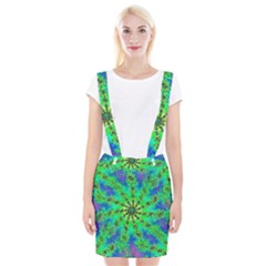 Green Psychedelic Starburst Fractal Braces Suspender Skirt