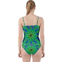 Green Psychedelic Starburst Fractal Cut Out Top Tankini Set View2