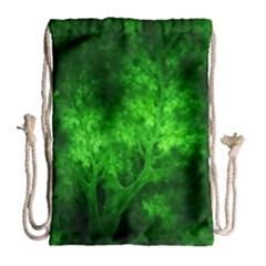 Artsy Bright Green Trees Drawstring Bag (large) by allthingseveryone