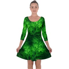 Artsy Bright Green Trees Quarter Sleeve Skater Dress