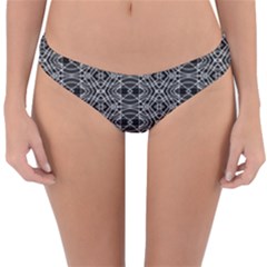 Black And White Ethnic Pattern Reversible Hipster Bikini Bottoms by dflcprints