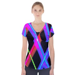 Xmas Light Paintings Short Sleeve Front Detail Top by Celenk