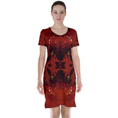 Red Abstract Short Sleeve Nightdress