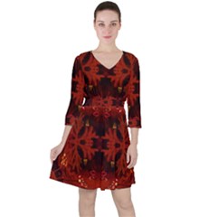 Red Abstract Ruffle Dress