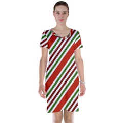 Christmas Color Stripes Short Sleeve Nightdress