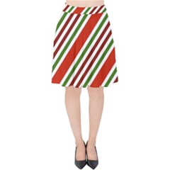 Christmas Color Stripes Velvet High Waist Skirt by Celenk