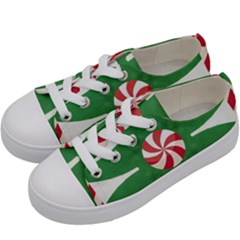 Candy Cane Kaleidoscope Kids  Low Top Canvas Sneakers by Celenk