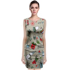 Beautiful Design Christmas Seamless Pattern Classic Sleeveless Midi Dress by Celenk