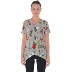 Beautiful Design Christmas Seamless Pattern Cut Out Side Drop Tee by Celenk