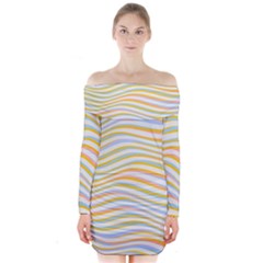 Art Abstract Colorful Colors Long Sleeve Off Shoulder Dress by Celenk