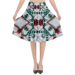 Christmas Paper Flared Midi Skirt