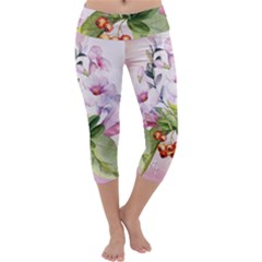 Wonderful Flowers, Soft Colors, Watercolor Capri Yoga Leggings by FantasyWorld7