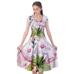 Wonderful Flowers, Soft Colors, Watercolor Cap Sleeve Wrap Front Dress by FantasyWorld7