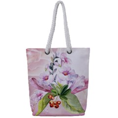 Wonderful Flowers, Soft Colors, Watercolor Full Print Rope Handle Bag (small) by FantasyWorld7