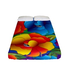 Neon Colored Floral Pattern Fitted Sheet (full/ Double Size) by Bigfootshirtshop