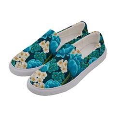 Light Blue Roses And Daisys Women s Canvas Slip Ons by Bigfootshirtshop