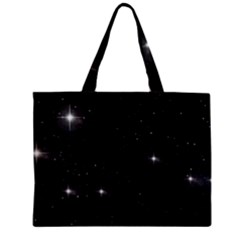 Starry Galaxy Night Black And White Stars Zipper Mini Tote Bag by yoursparklingshop