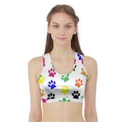 Pawprints Paw Prints Paw Animal Sports Bra With Border by Celenk