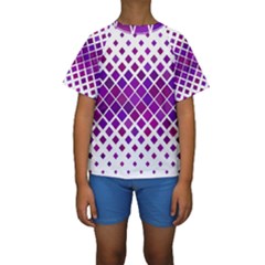 Pattern Square Purple Horizontal Kids  Short Sleeve Swimwear by Celenk