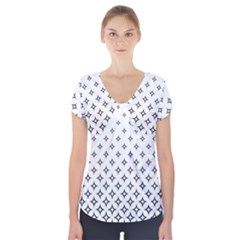 Star Pattern Decoration Geometric Short Sleeve Front Detail Top by Celenk