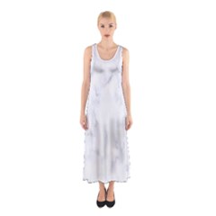 Marble Texture White Pattern Sleeveless Maxi Dress by Celenk