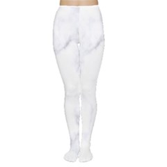 Marble Texture White Pattern Women s Tights