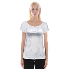 Marble Texture White Pattern Cap Sleeve Tops by Celenk