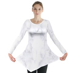 Marble Texture White Pattern Long Sleeve Tunic 