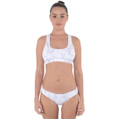 Marble Texture White Pattern Cross Back Hipster Bikini Set by Celenk