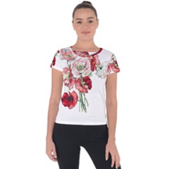 Flowers Poppies Poppy Vintage Short Sleeve Sports Top  by Celenk